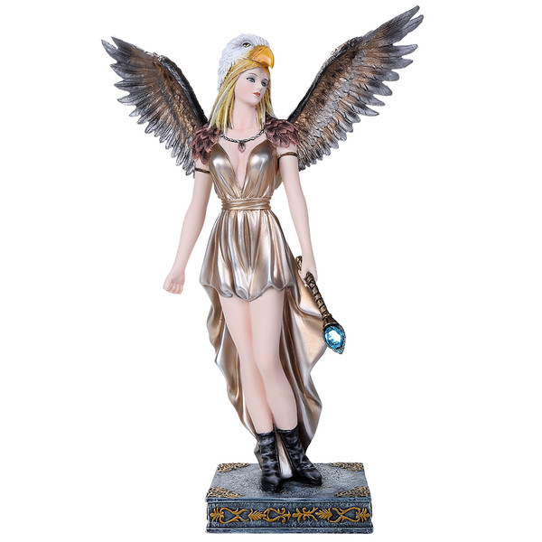 Fairy with Eagle Statue painted Statuette decor Pixie Sculptures Goddess